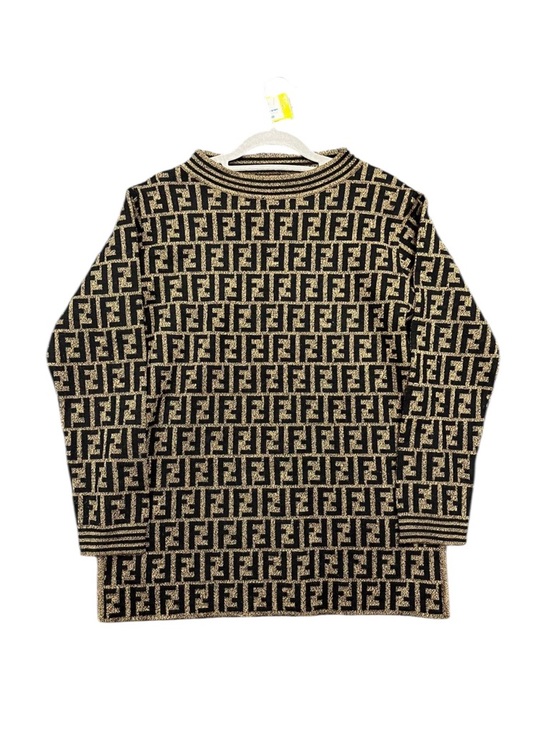 Fendi Other - Authentic Fendi Black & Beige Logo Jacquard Men's Sweater